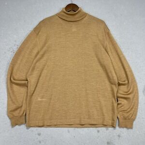 BOSS Hugo Boss Mens Tan Virgin Merino Wool Turtleneck Sweater Long Sleeve XL